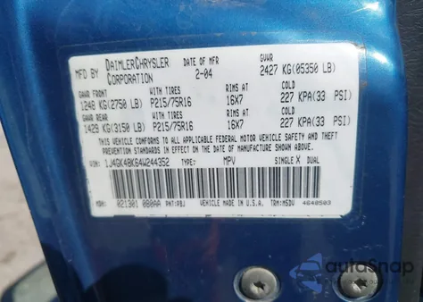 2004 Jeep Liberty Sport z USA, uszkodzony, nr VIN 1J4GK48K64W244352